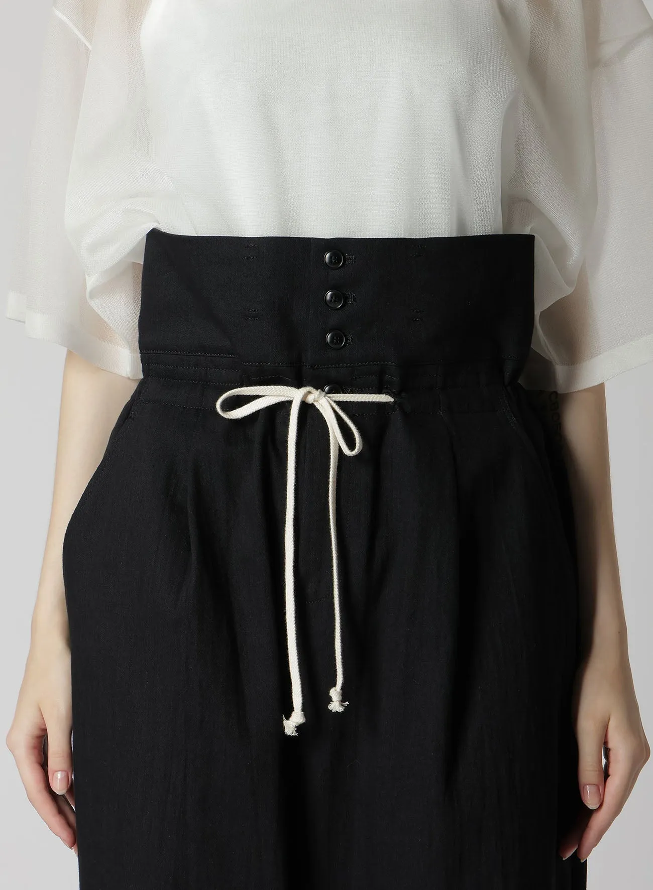 8OZ UNEVEN YARN DENIM R-HIGH WAIST PANTS sold by Yohji Yamamoto product image thumbnail 5