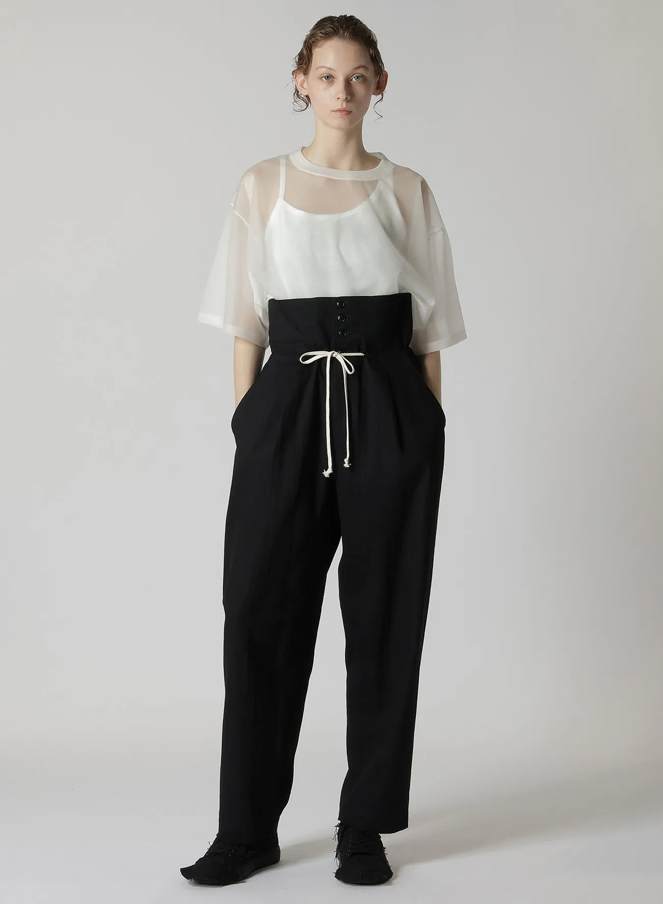 8OZ UNEVEN YARN DENIM R-HIGH WAIST PANTS sold by Yohji Yamamoto product image thumbnail 3