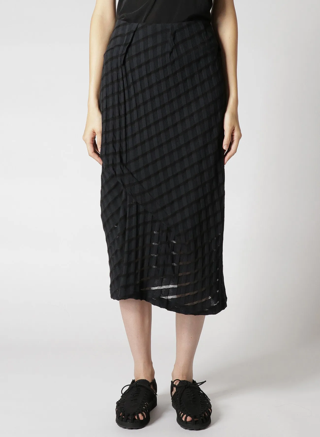 PLAID JERSEY PLEATED SKIRT sold by Yohji Yamamoto product image thumbnail 2