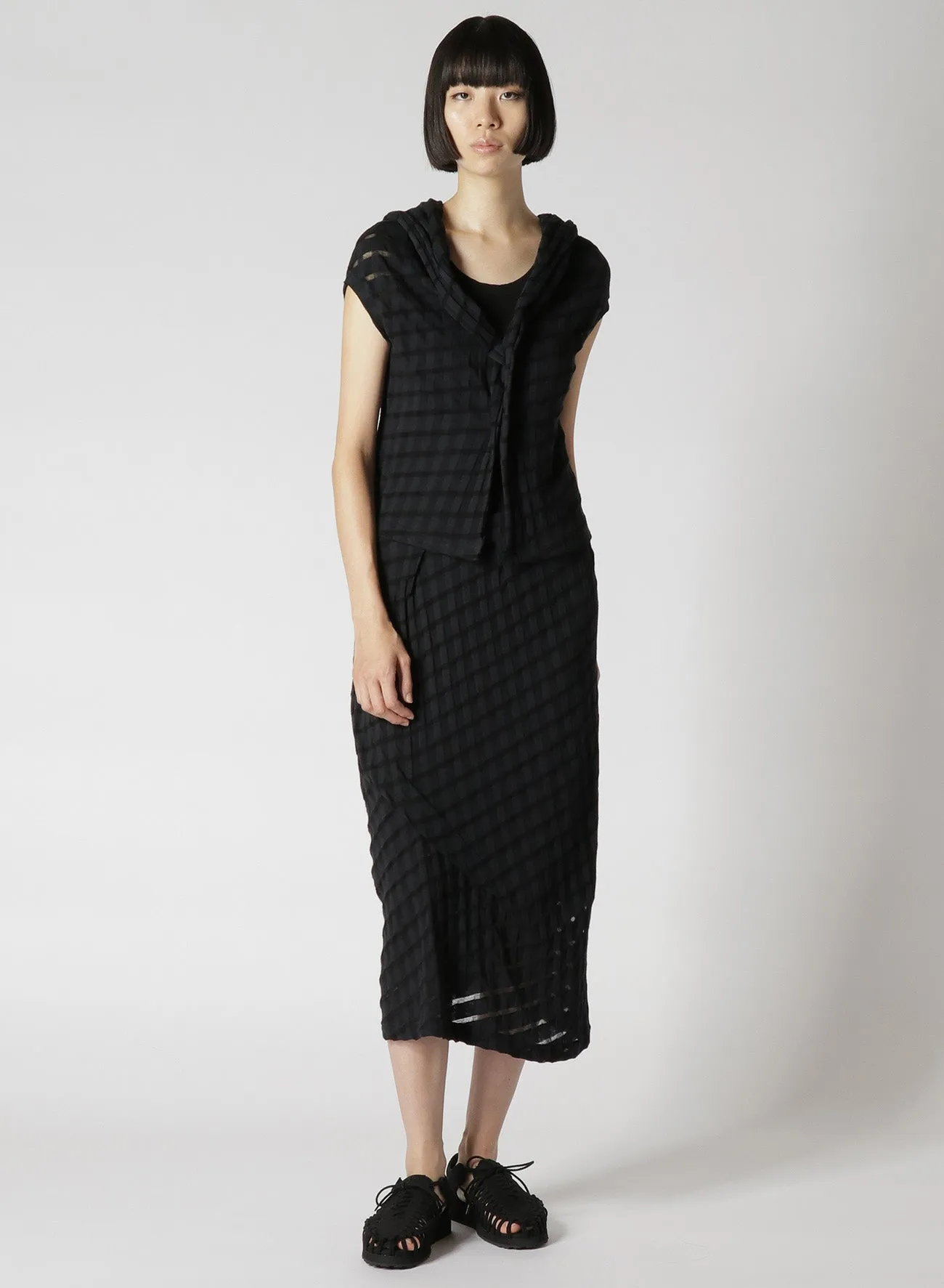 PLAID JERSEY PLEATED SKIRT sold by Yohji Yamamoto product image thumbnail 3