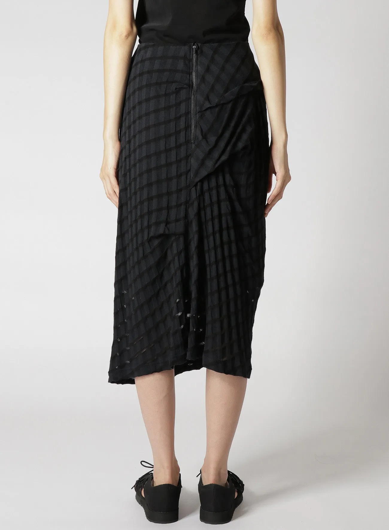 PLAID JERSEY PLEATED SKIRT sold by Yohji Yamamoto product image thumbnail 5