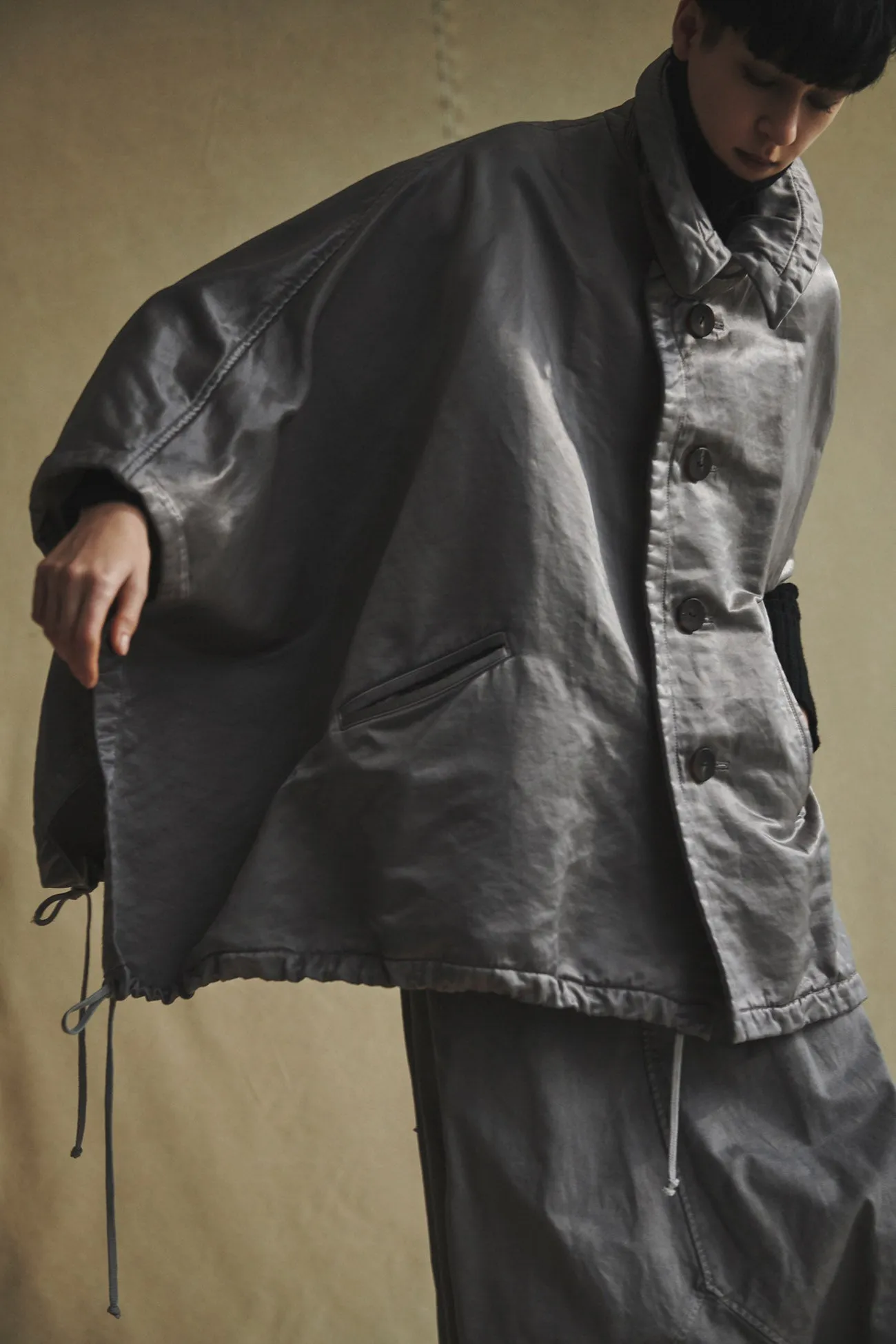 N/C TWILL FLEECY LINING R-CAPE PONCHO J sold by Yohji Yamamoto product image thumbnail 3