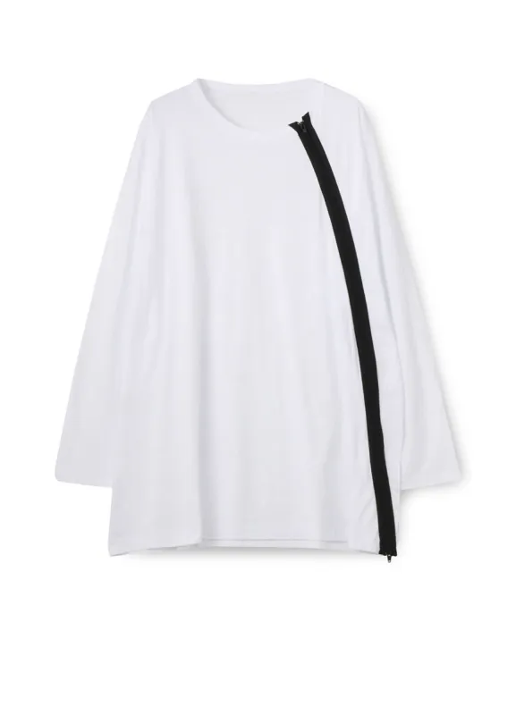 30/- COTTON JERSEY ZIPPER DETAIL LONG SLEEVE T-SHIRT sold by Yohji Yamamoto