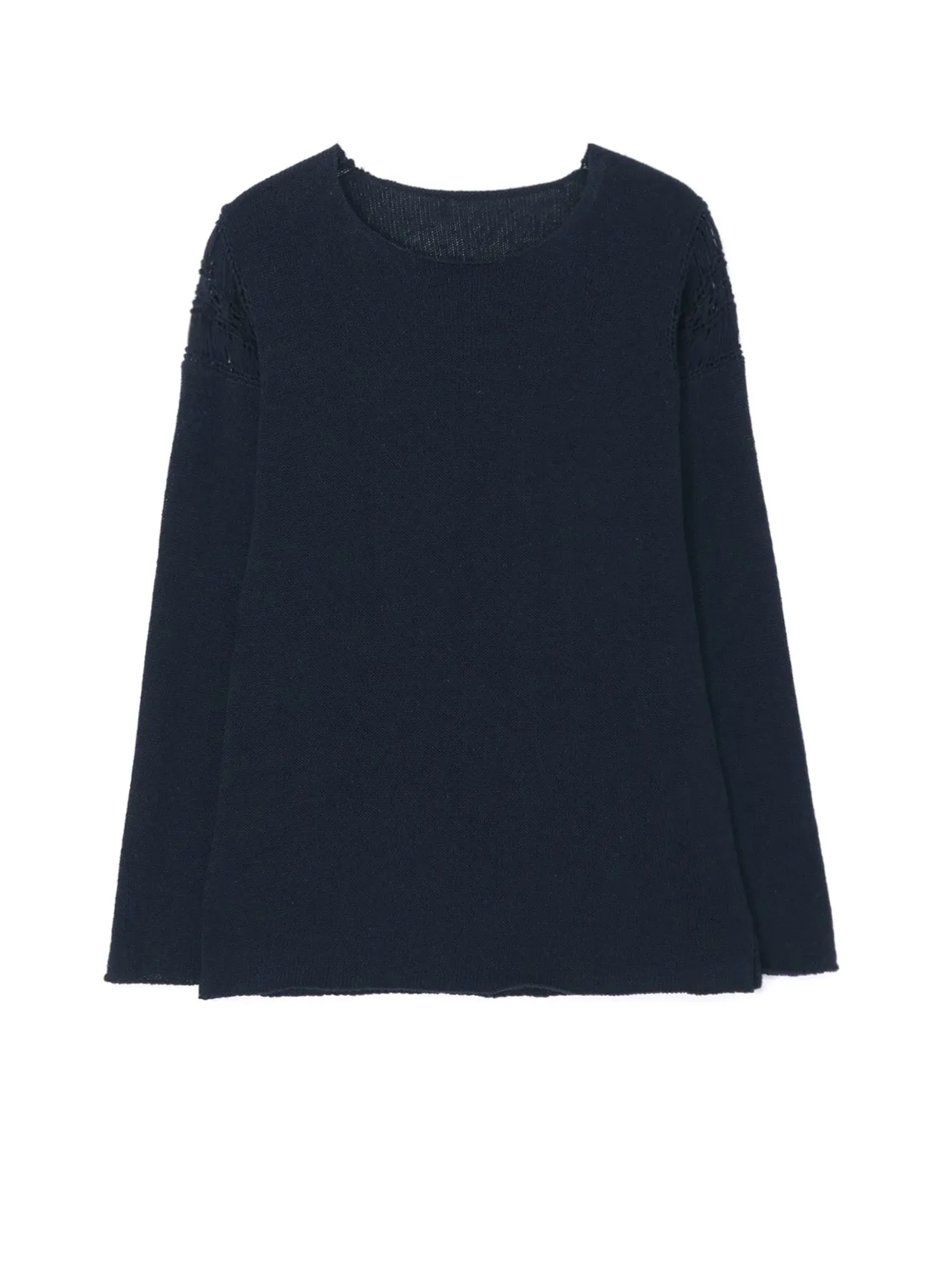 7G PLAIN STITCH + HAIR-PIN LACE LIKE LACE PANEL LONG SLEEVES T sold by Yohji Yamamoto