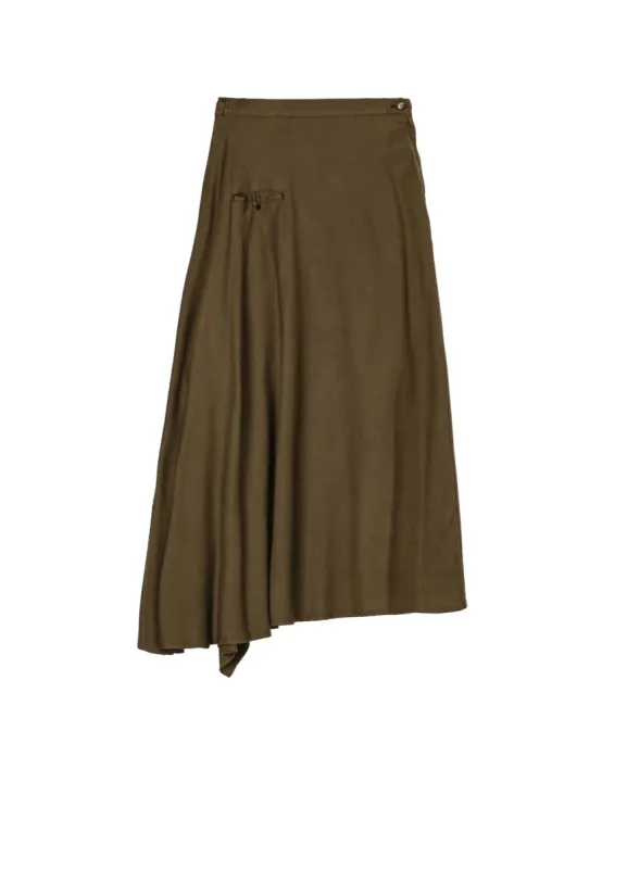 TENCEL PIGMENT DYEING PIPING POCKET UNBALANCE SKIRT sold by Yohji Yamamoto