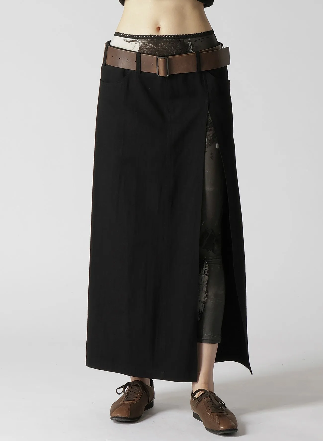 7.6OZ UNEVEN YARN DENIM L SLIT SLIM FIT SKIRT sold by Yohji Yamamoto product image thumbnail 5