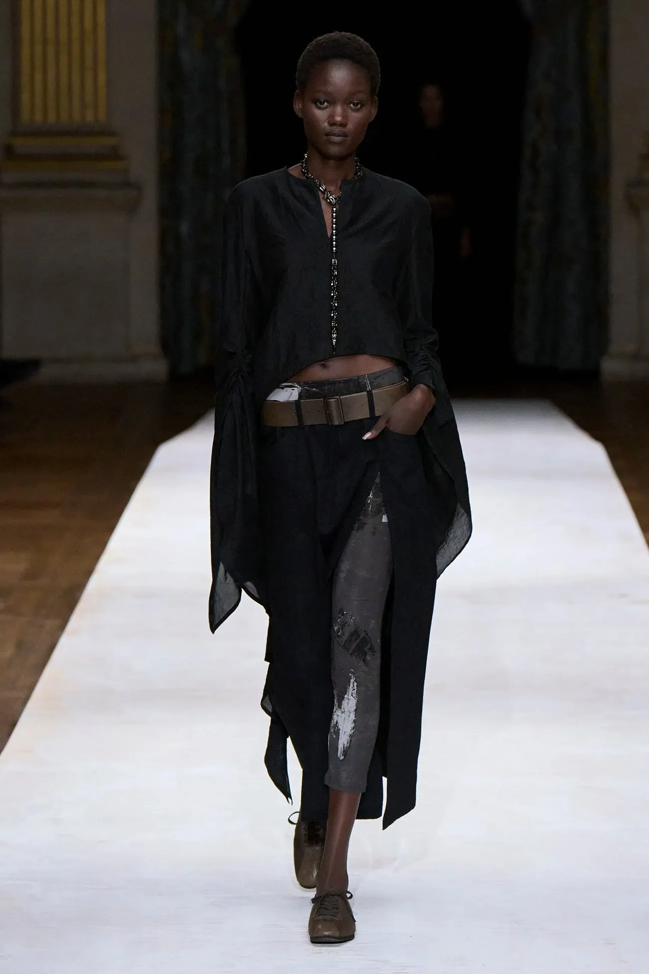 7.6OZ UNEVEN YARN DENIM L SLIT SLIM FIT SKIRT sold by Yohji Yamamoto product image thumbnail 2