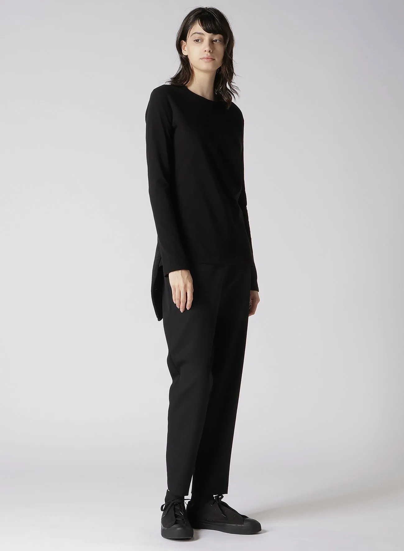FRESCA 20 FINE JERSEY SIDE KNIT DETAIL LONG SLV TOP sold by Yohji Yamamoto product image thumbnail 3