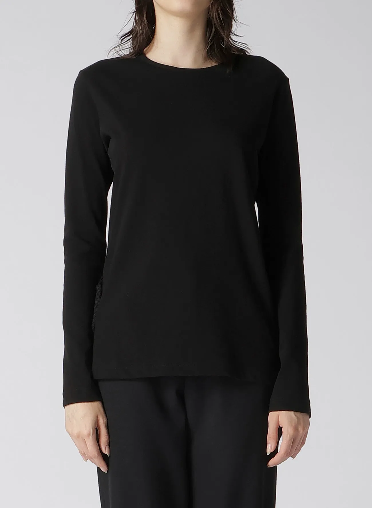 FRESCA 20 FINE JERSEY SIDE KNIT DETAIL LONG SLV TOP sold by Yohji Yamamoto product image thumbnail 2