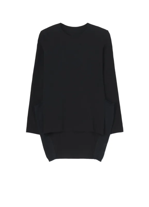 FRESCA 20 FINE JERSEY SIDE KNIT DETAIL LONG SLV TOP sold by Yohji Yamamoto