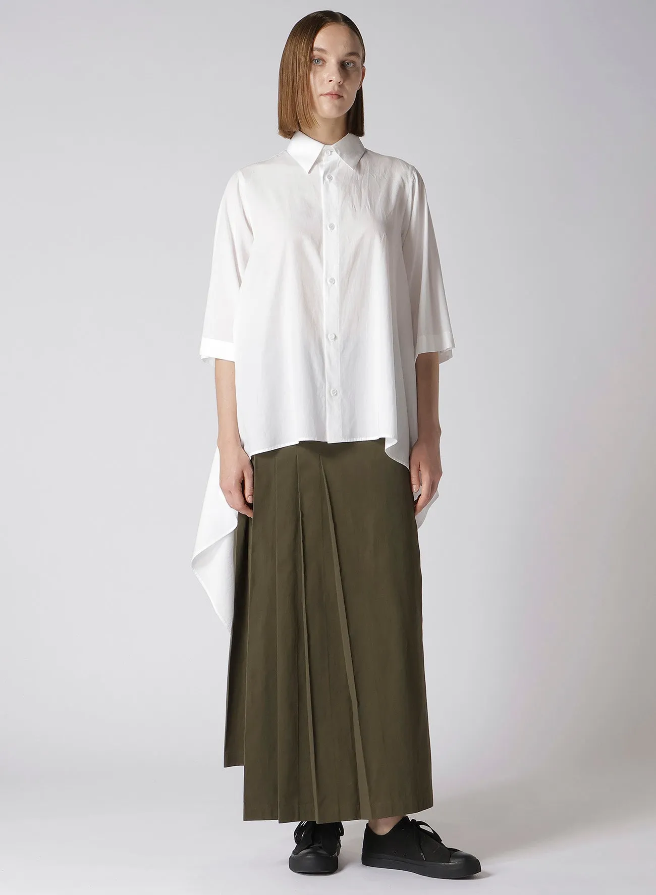 COTTON TWILL R PLEATED WRAP SKIRT sold by Yohji Yamamoto product image thumbnail 3