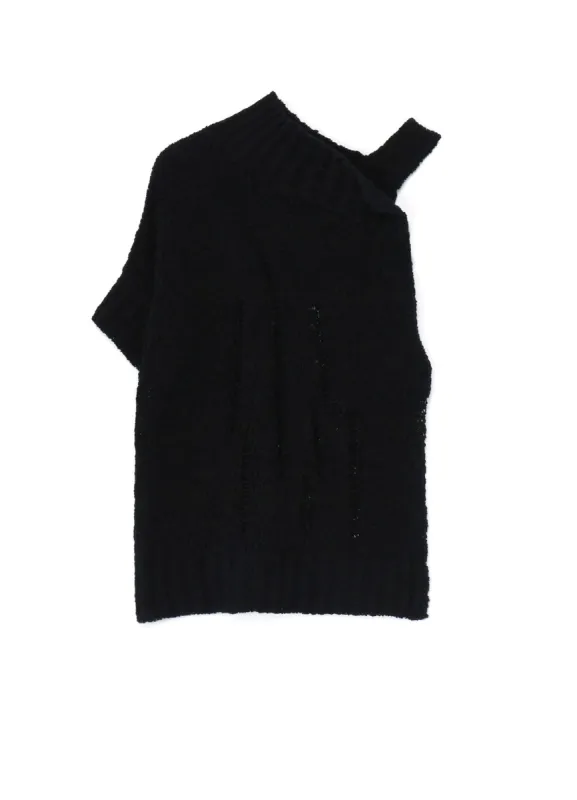 3G PLAIN STITCH/SLIP STITCH ASYMMETRIC SLV PULLOVER sold by Yohji Yamamoto