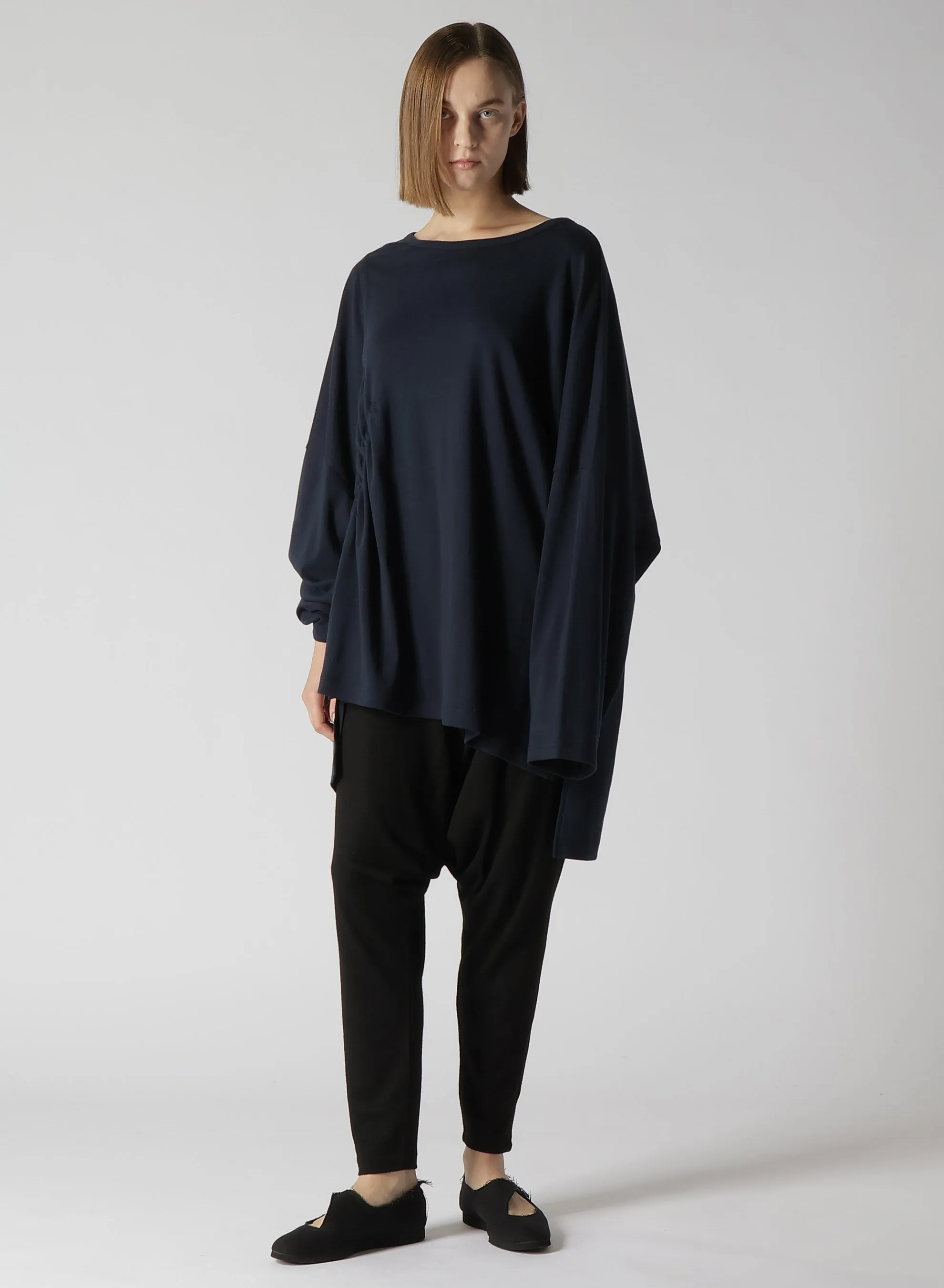 FLUFFY COTTON FRAISE STITCH GATHER DETAIL LONG SLV T sold by Yohji Yamamoto product image thumbnail 3