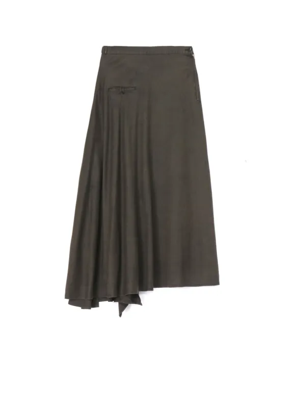 TENCEL PIGMENT DYEING PIPING POCKET UNBALANCE SKIRT sold by Yohji Yamamoto