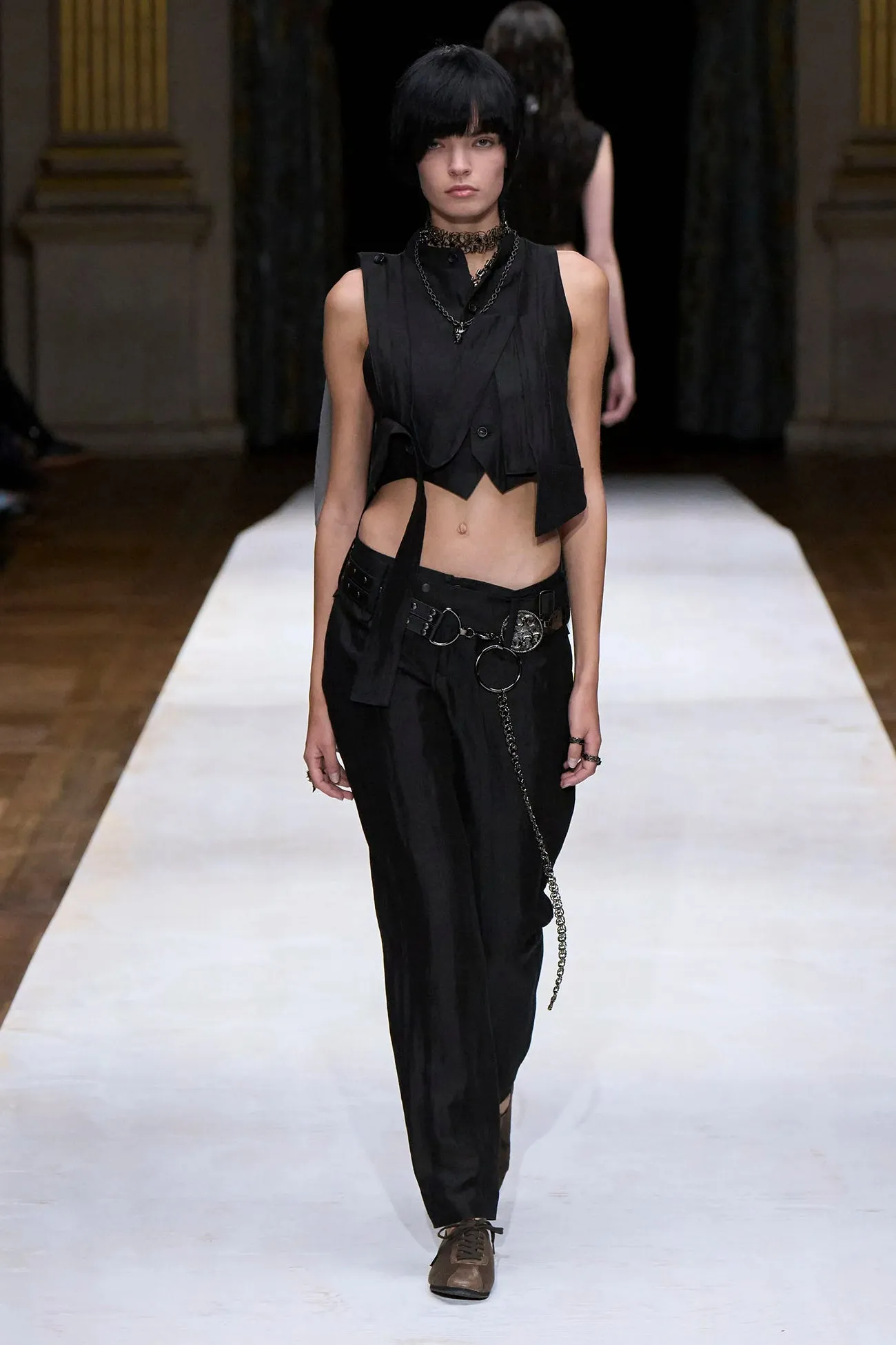 HIGH TWISTED GABARDINE LOW-RISE BELTED PANTS sold by Yohji Yamamoto product image thumbnail 2