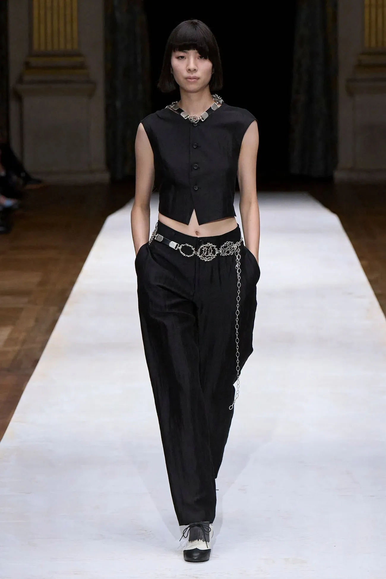 HIGH TWISTED GABARDINE LOW-RISE BASIC PANTS sold by Yohji Yamamoto product image thumbnail 2