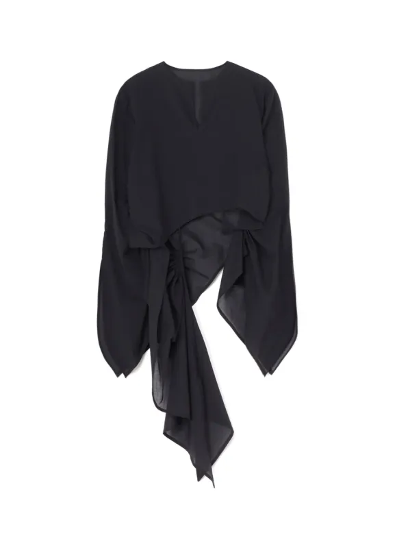 COTTON LAWN ASM SWALLOWTAIL GATHER DETAIL BLOUSE made by Yohji Yamamoto