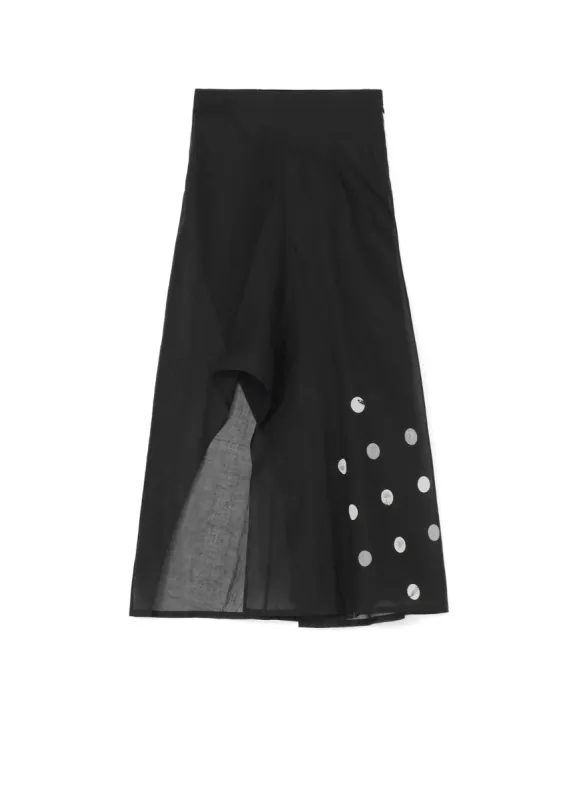 DOT GREY DISCHARGE PRINT R ROUND HEM SKIRT sold by Yohji Yamamoto