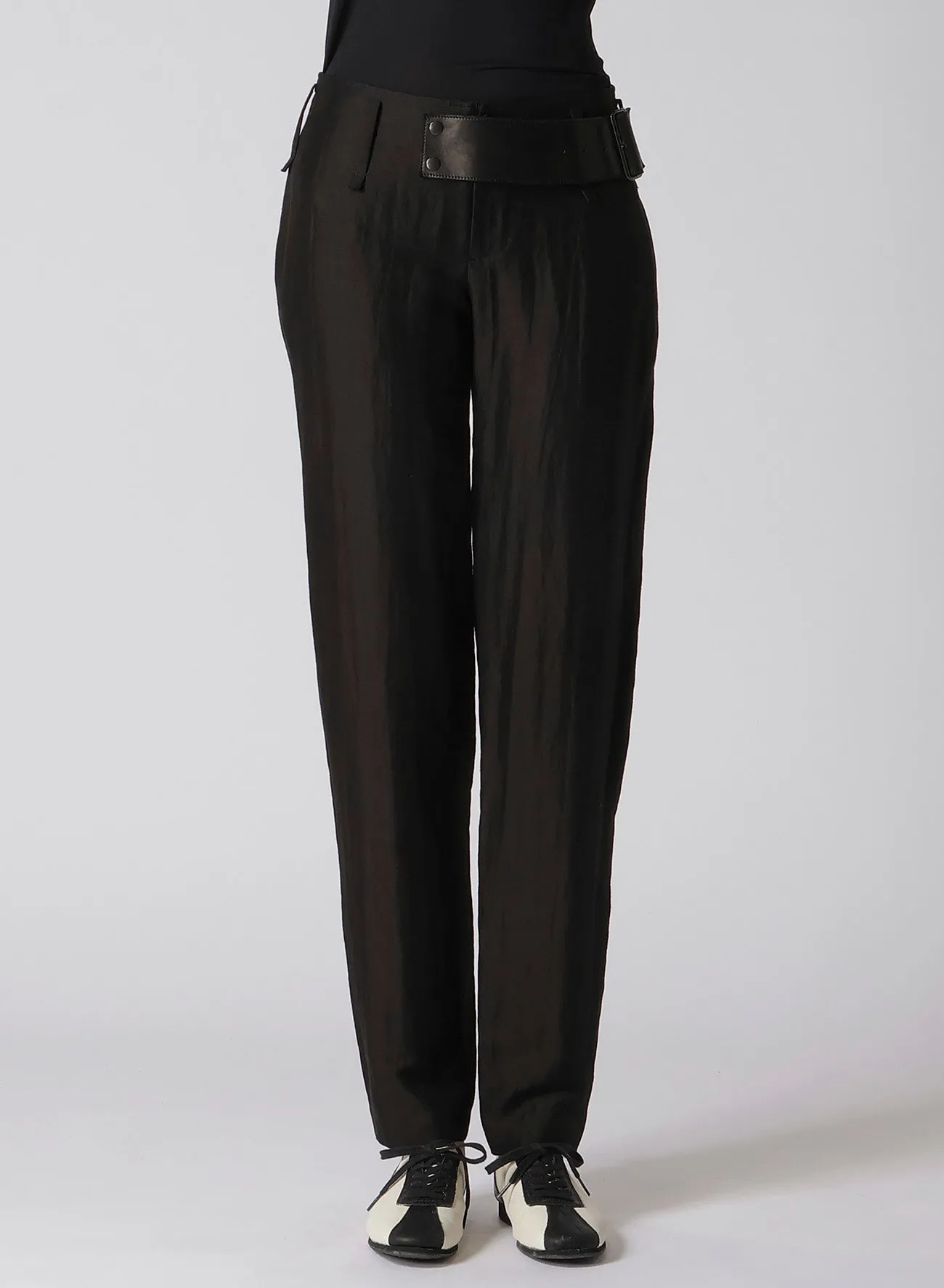HIGH TWISTED GABARDINE LOW-RISE BELTED PANTS sold by Yohji Yamamoto product image thumbnail 5