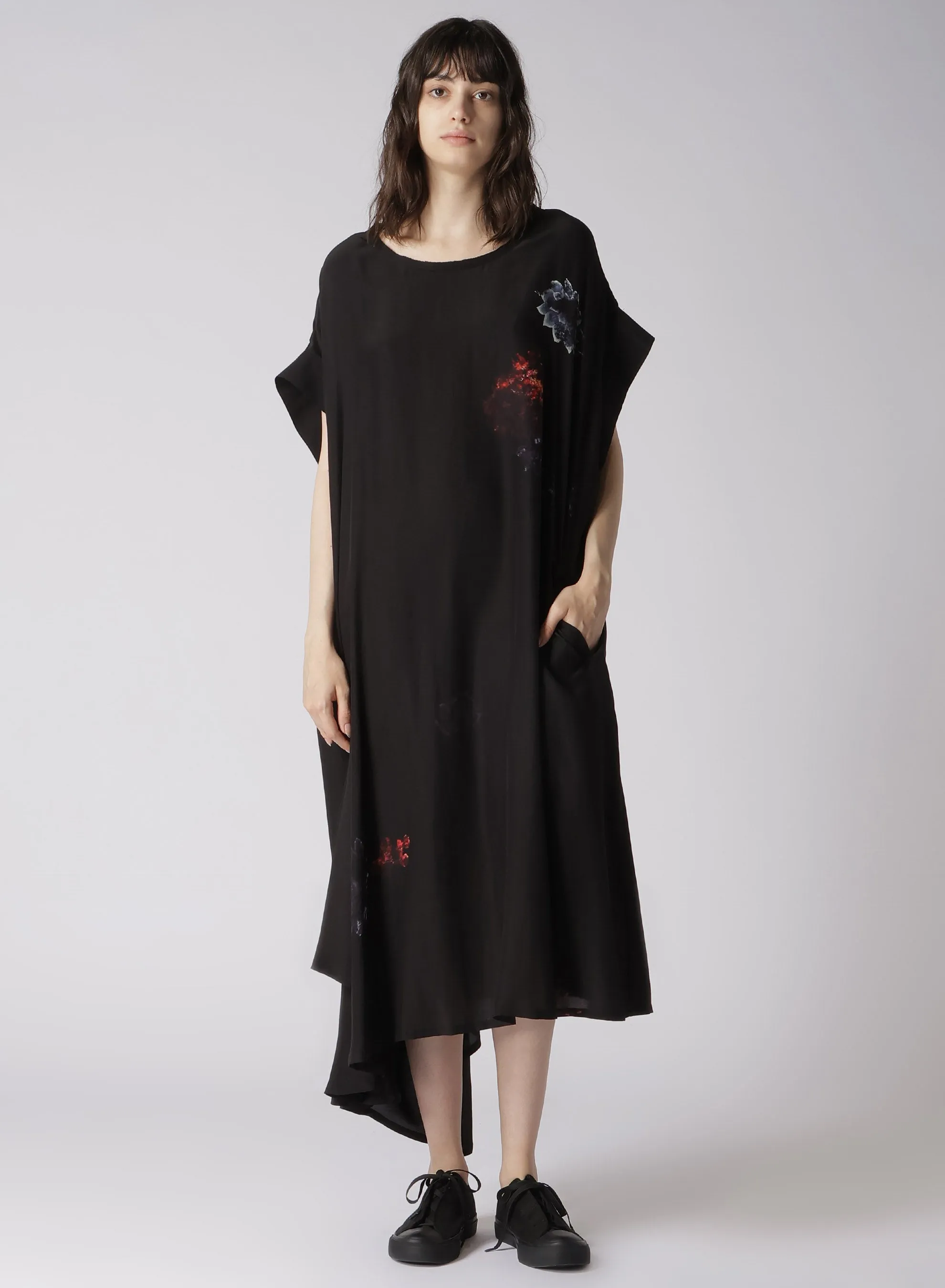 FLOWER COLOR SHORT SLV BIG SILHOUETTE DRESS sold by Yohji Yamamoto product image thumbnail 3