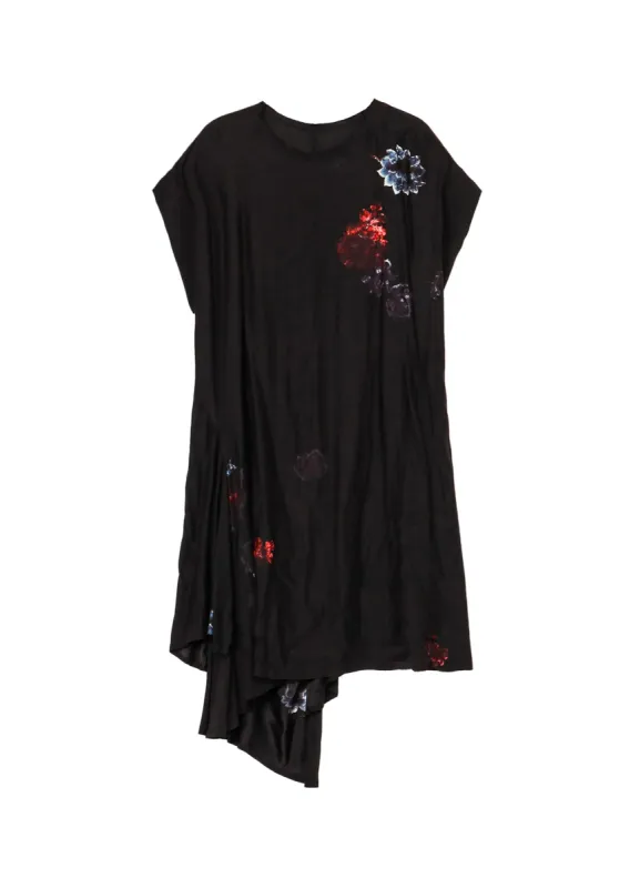 FLOWER COLOR SHORT SLV BIG SILHOUETTE DRESS sold by Yohji Yamamoto