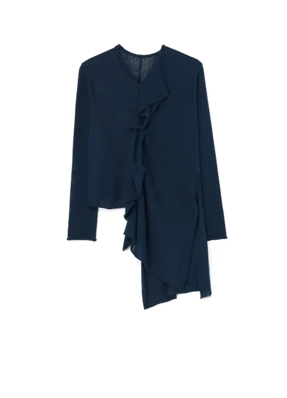 7G+12G PLAIN STITCH DREPE DETAIL ASM CARDIGAN sold by Yohji Yamamoto