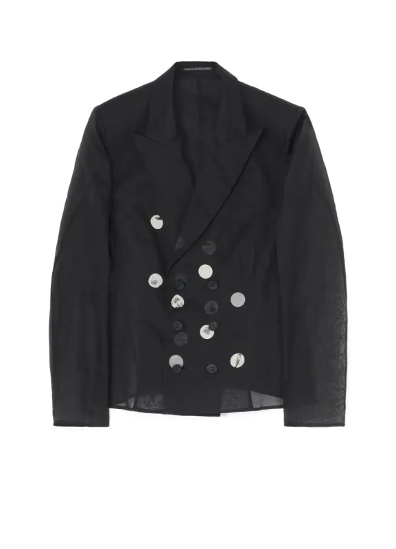 DOT GREY DISCHARGE PRINT 6B DOUBLE JACKET sold by Yohji Yamamoto