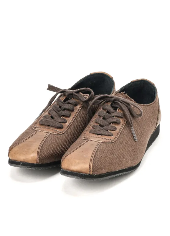 BROWN LINEN 6HOLES LOW CUT SHOES sold by Yohji Yamamoto