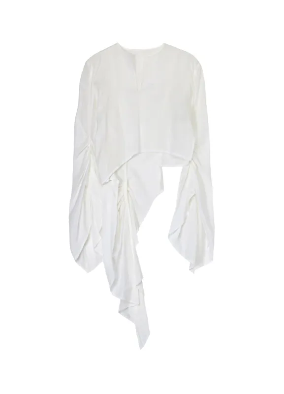 COTTON LAWN ASM SWALLOWTAIL GATHER DETAIL BLOUSE made by Yohji Yamamoto