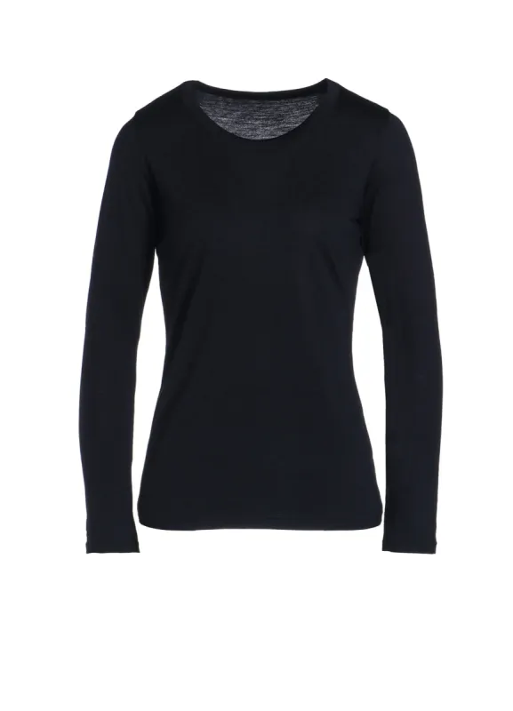WOOL SINGLE JERSEY ROUND NECK LONG SLV T sold by Yohji Yamamoto