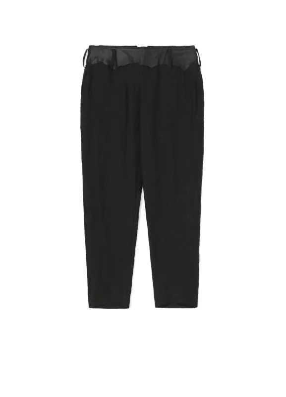 HIGH TWISTED GABARDINE LEATHER DETAIL PANTS sold by Yohji Yamamoto
