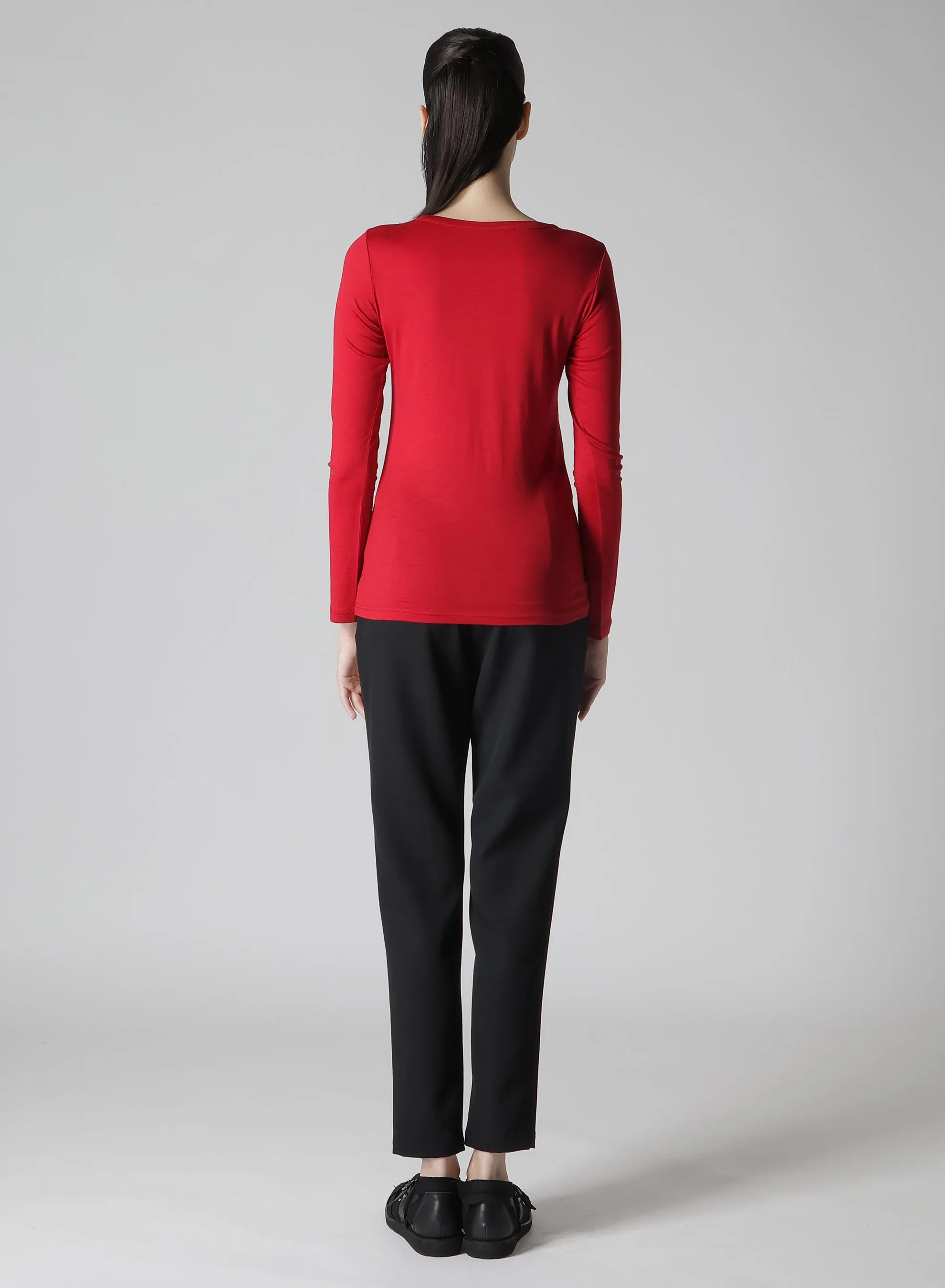 WOOL SINGLE JERSEY ROUND NECK LONG SLV T sold by Yohji Yamamoto product image thumbnail 5