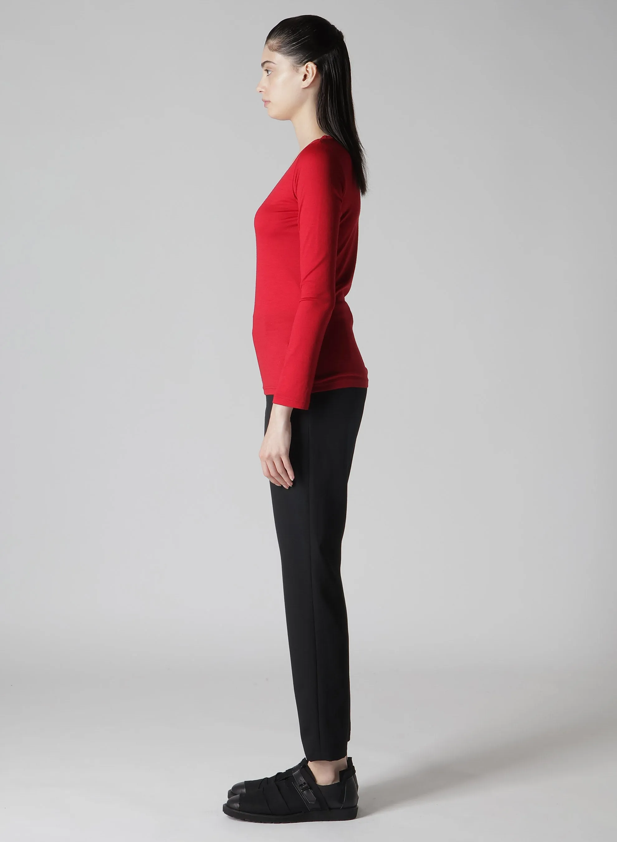 WOOL SINGLE JERSEY ROUND NECK LONG SLV T sold by Yohji Yamamoto product image thumbnail 4