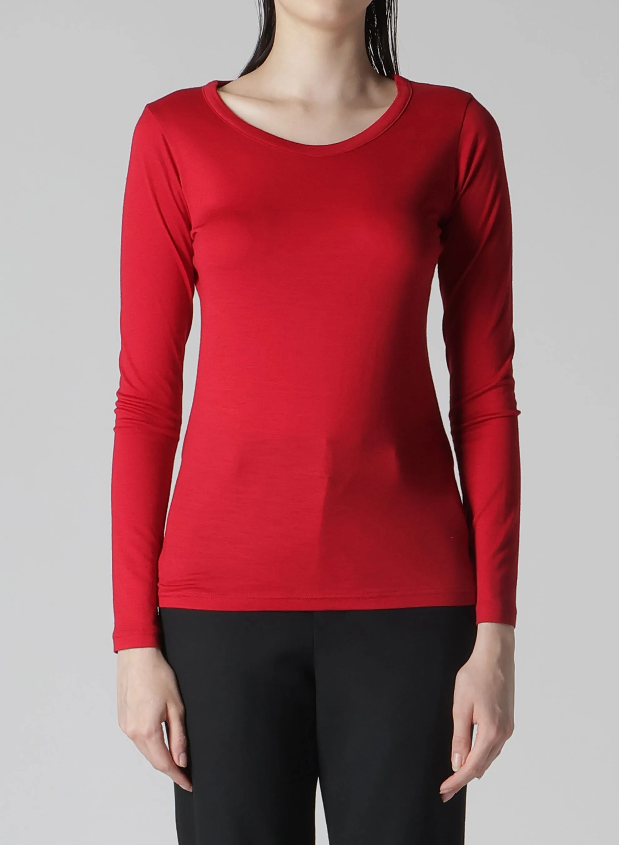 WOOL SINGLE JERSEY ROUND NECK LONG SLV T sold by Yohji Yamamoto product image thumbnail 2