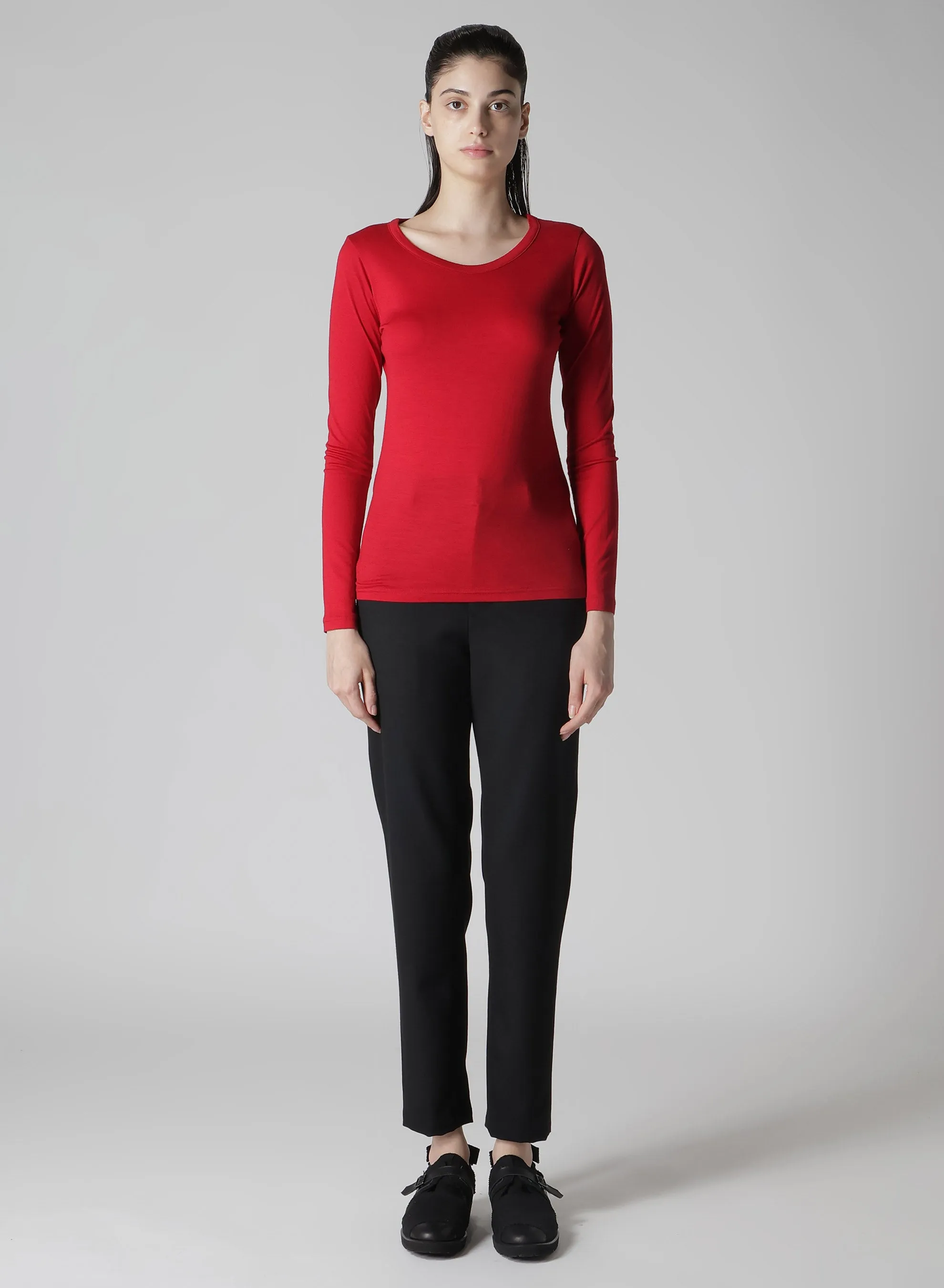 WOOL SINGLE JERSEY ROUND NECK LONG SLV T sold by Yohji Yamamoto product image thumbnail 3