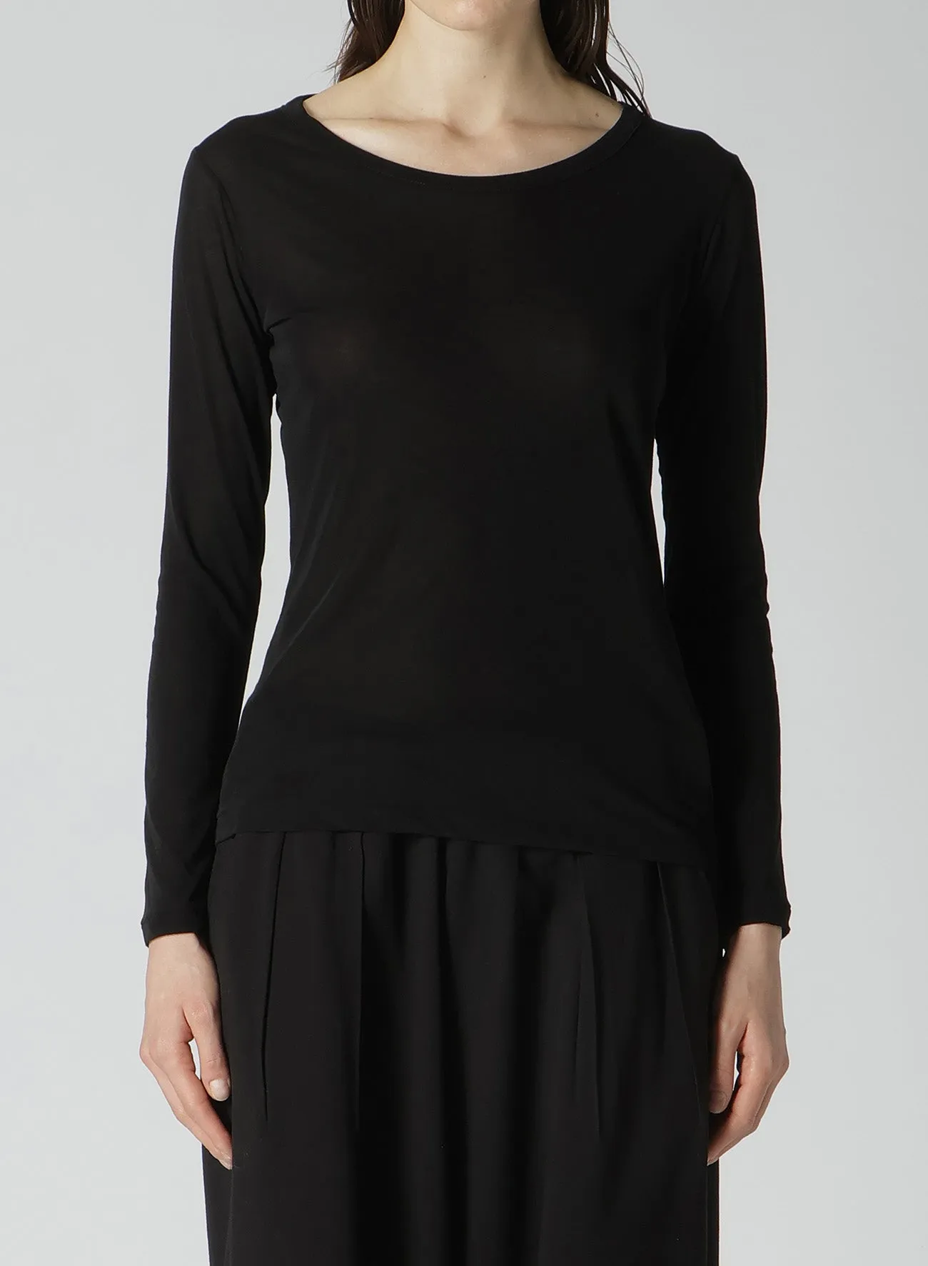 80/-HIGH GAUGE SINGLE JERSEY ROUND NECK LONG SLV T sold by Yohji Yamamoto product image thumbnail 2