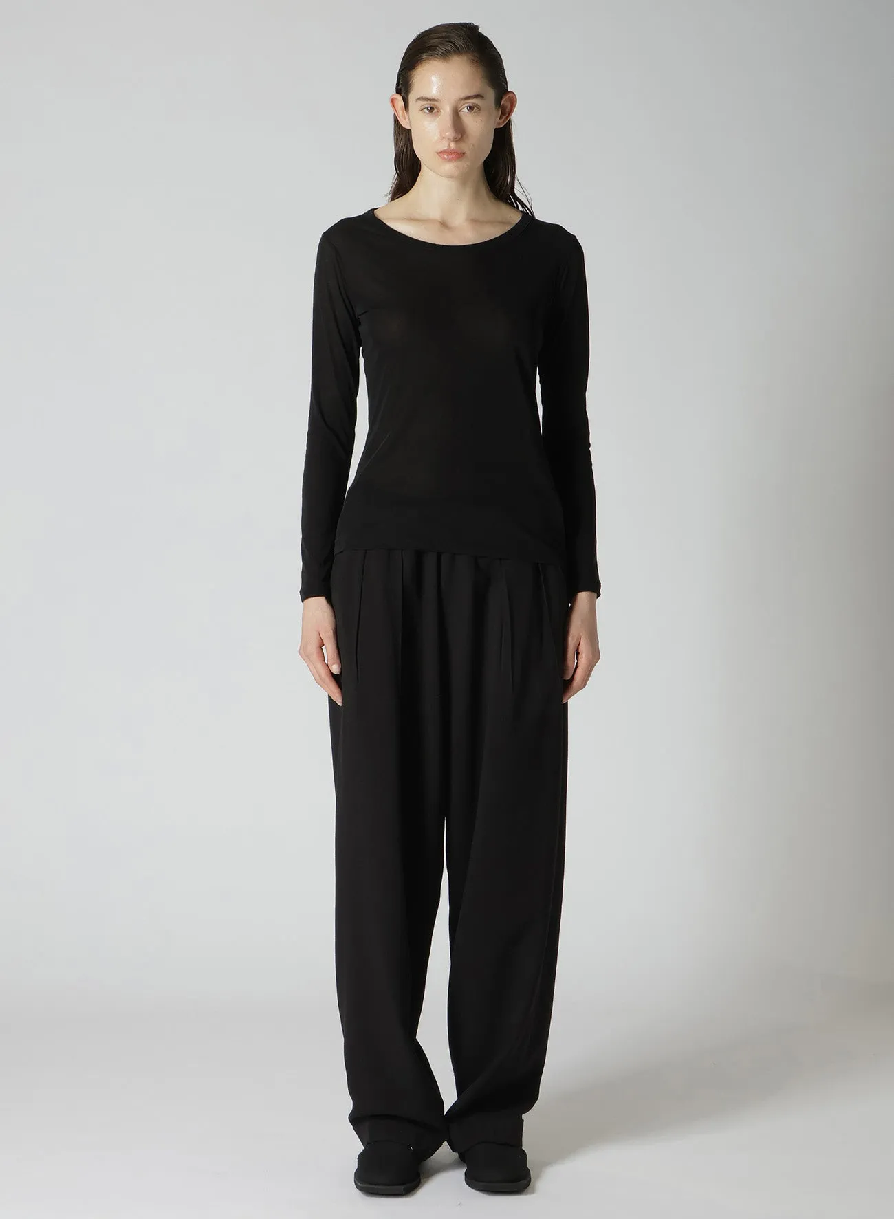 80/-HIGH GAUGE SINGLE JERSEY ROUND NECK LONG SLV T sold by Yohji Yamamoto product image thumbnail 3