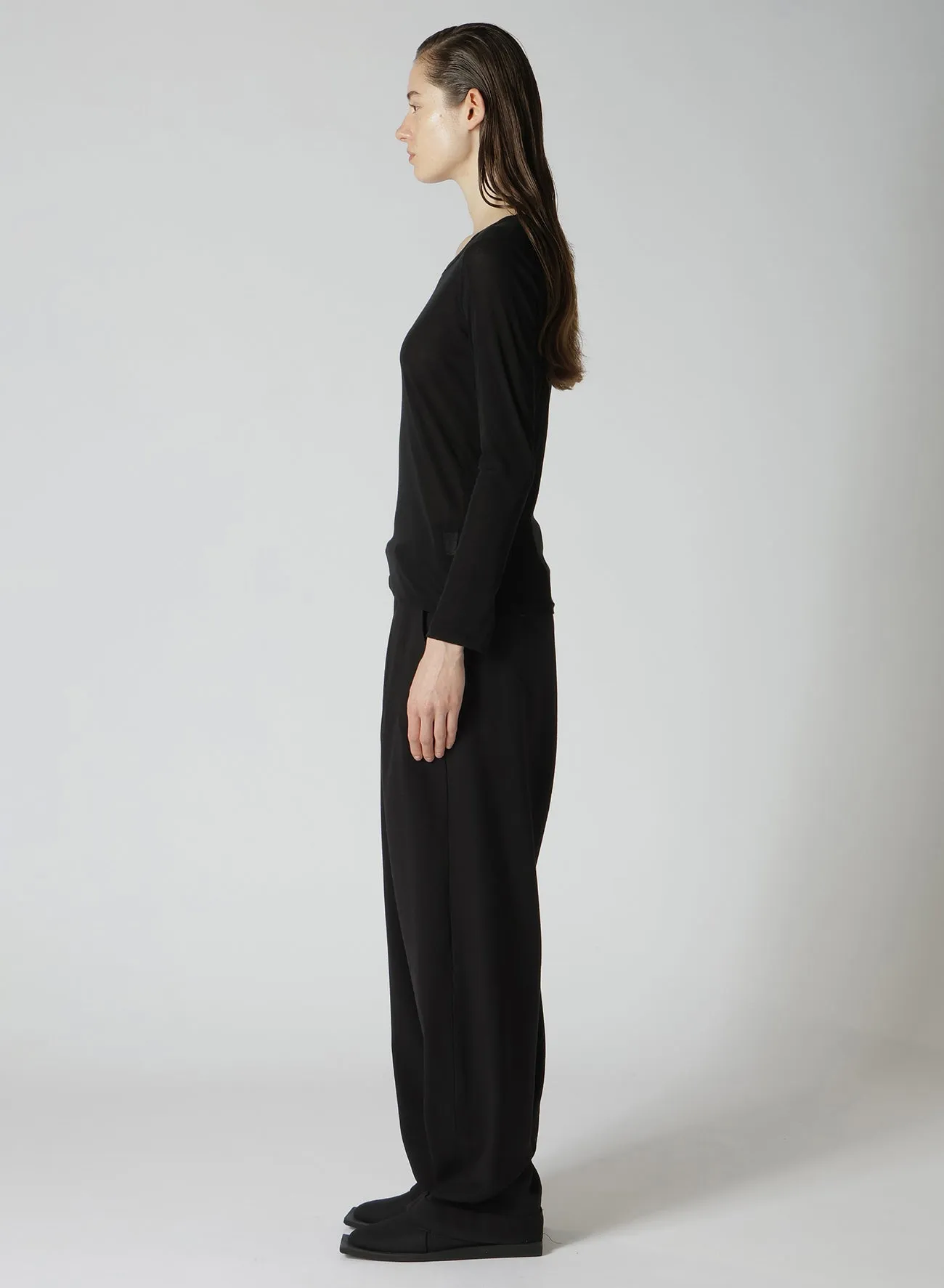 80/-HIGH GAUGE SINGLE JERSEY ROUND NECK LONG SLV T sold by Yohji Yamamoto product image thumbnail 4