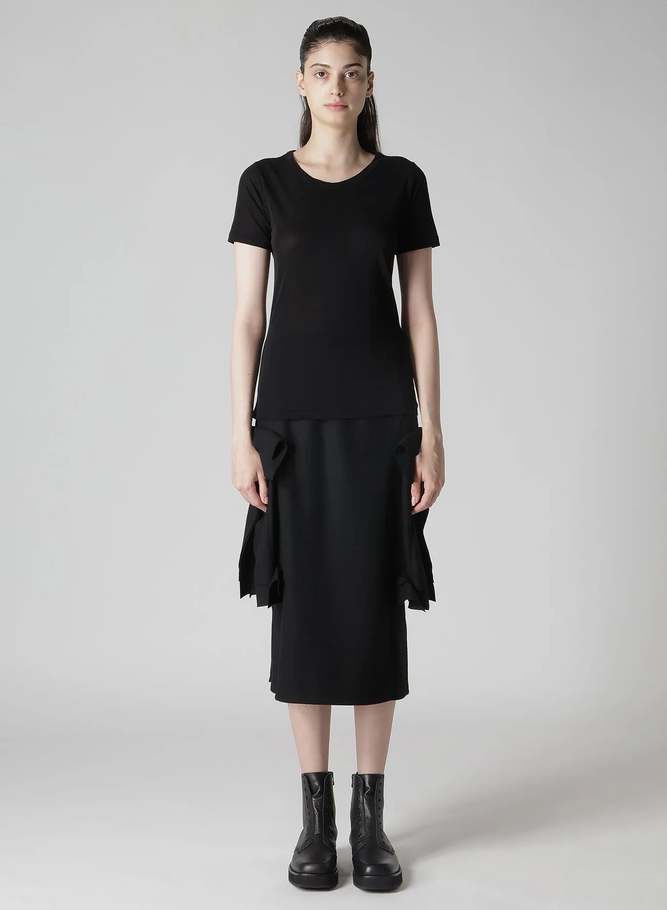80/-HIGH GAUGE SINGLE JERSEY ROUND NECK SHORT SLV T sold by Yohji Yamamoto product image thumbnail 3
