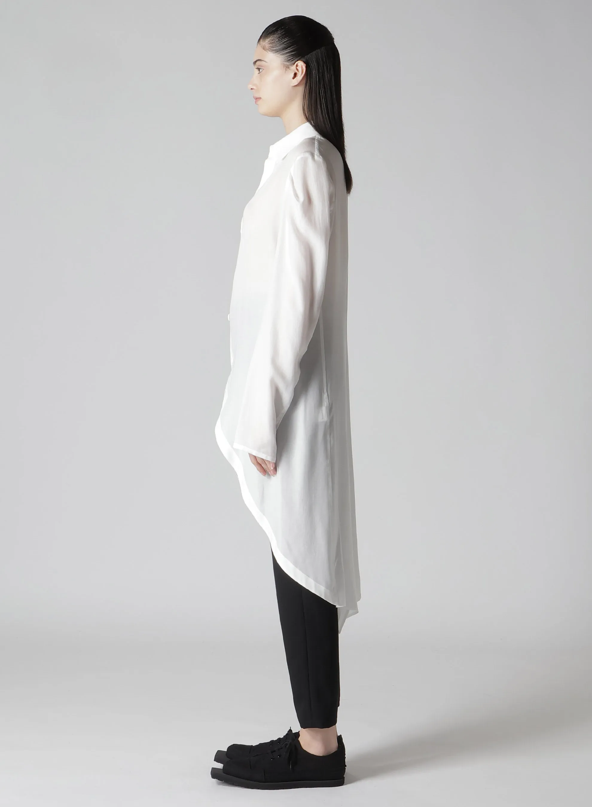 CELLULOSE POPLIN ROUNDED HEM SHIRT DRESS sold by Yohji Yamamoto product image thumbnail 4
