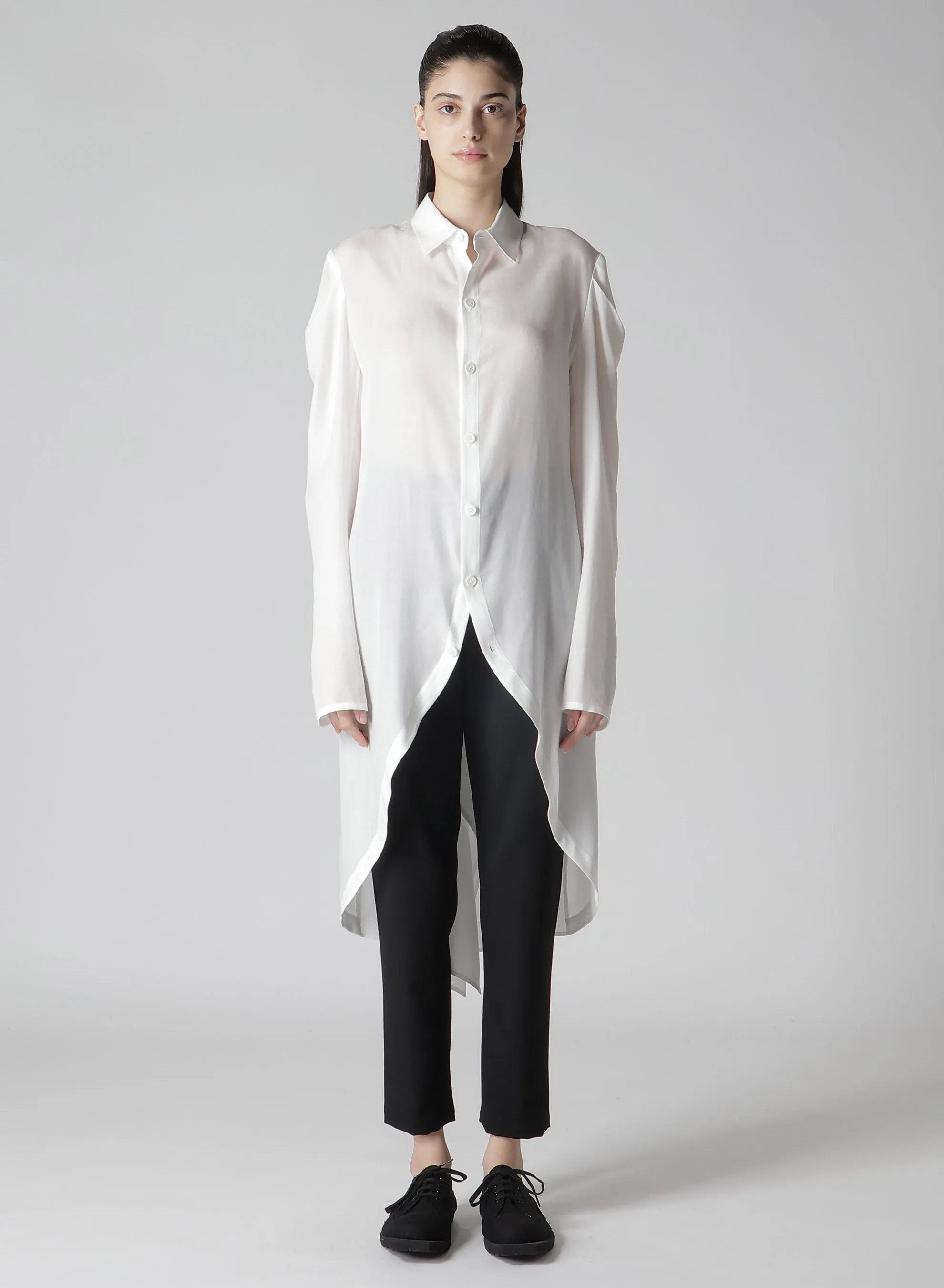 CELLULOSE POPLIN ROUNDED HEM SHIRT DRESS sold by Yohji Yamamoto product image thumbnail 3