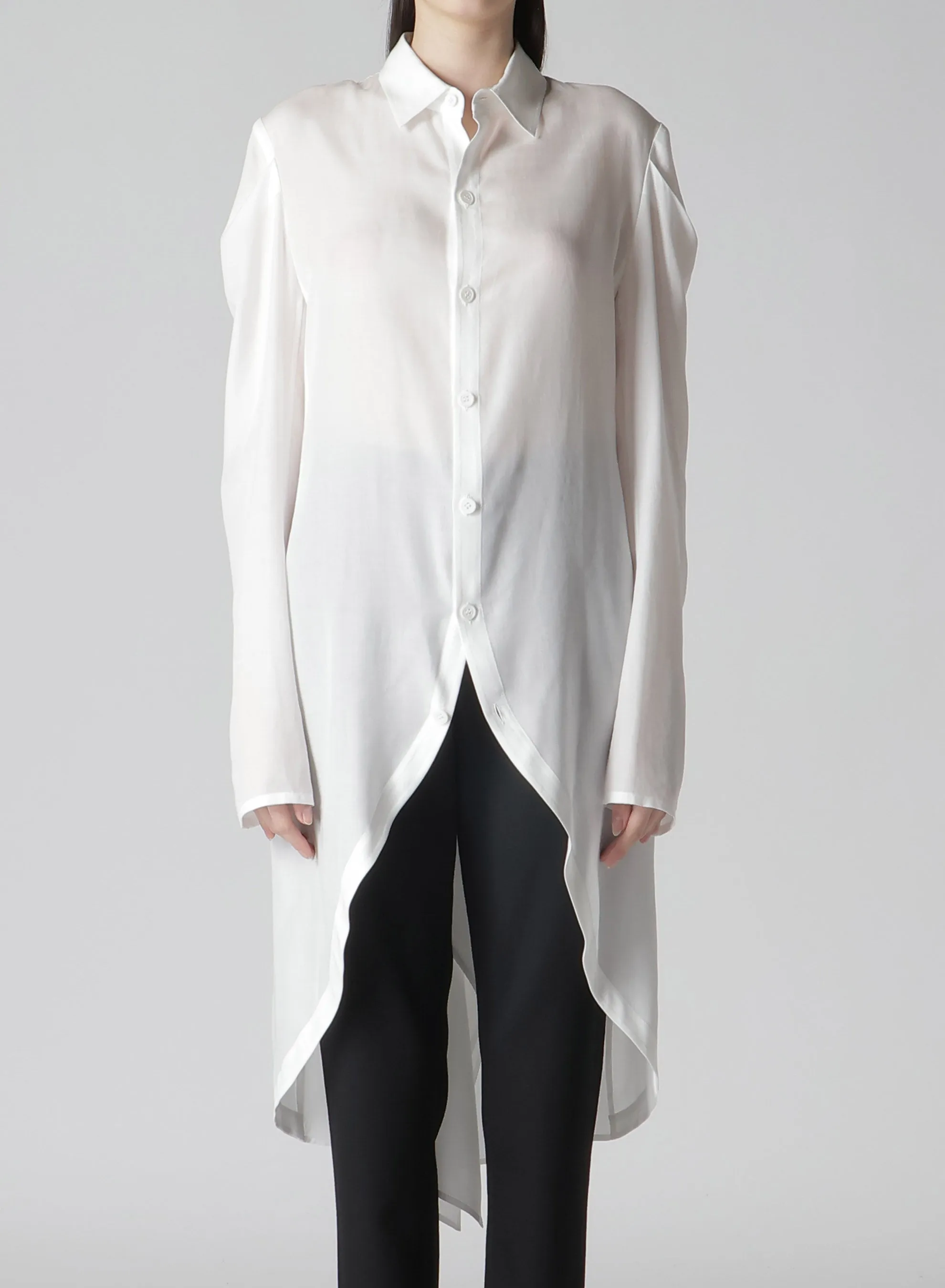 CELLULOSE POPLIN ROUNDED HEM SHIRT DRESS sold by Yohji Yamamoto product image thumbnail 2