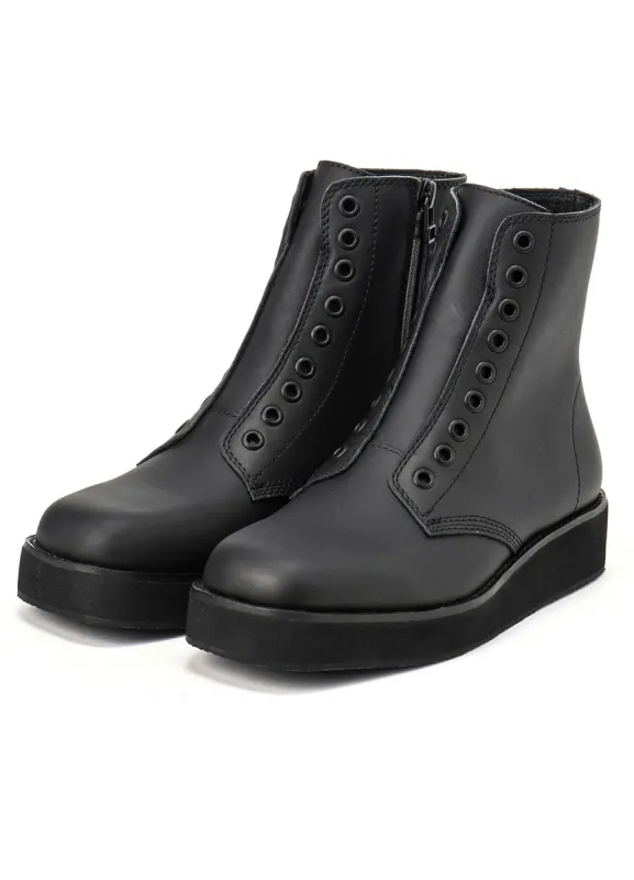 MAT OIL LEATHER SQUARE TOE ZIP BOOTS sold by Yohji Yamamoto