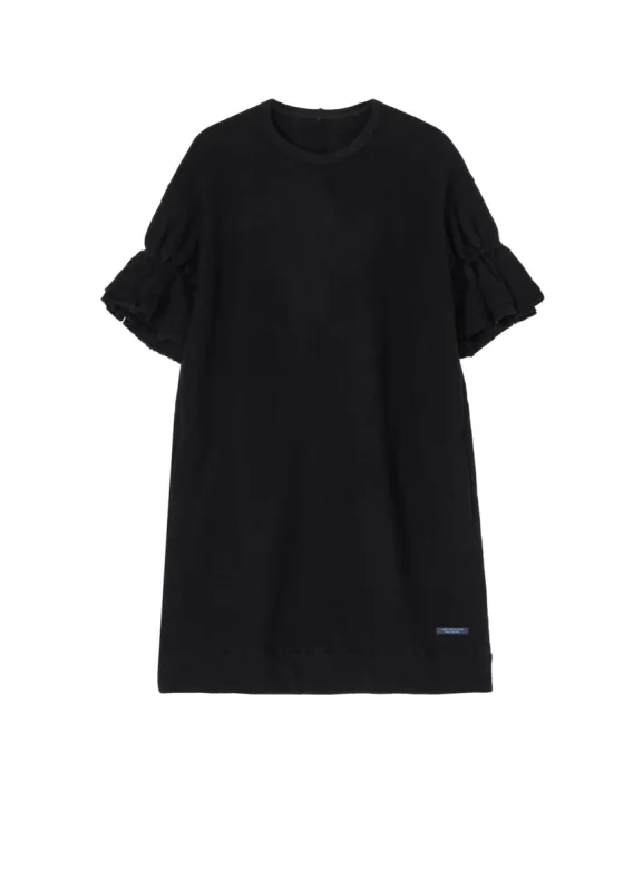 Liy/C BLUSHED FRENCH TERRY R-FRILL SLV JERSEY DRESS sold by Yohji Yamamoto