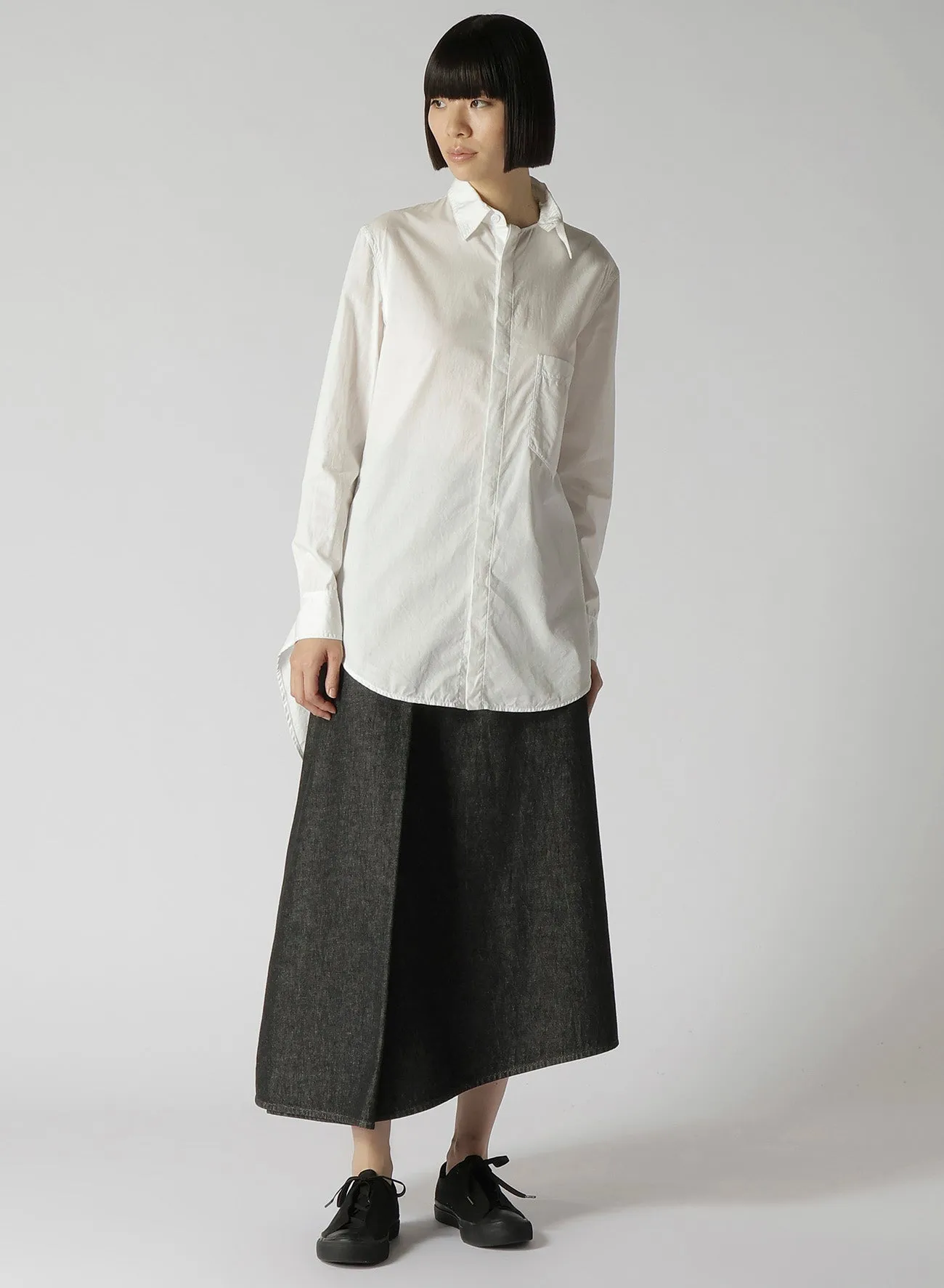COTTON BROAD HIDDEN BUTTON LONG BLOUSE sold by Yohji Yamamoto product image thumbnail 3