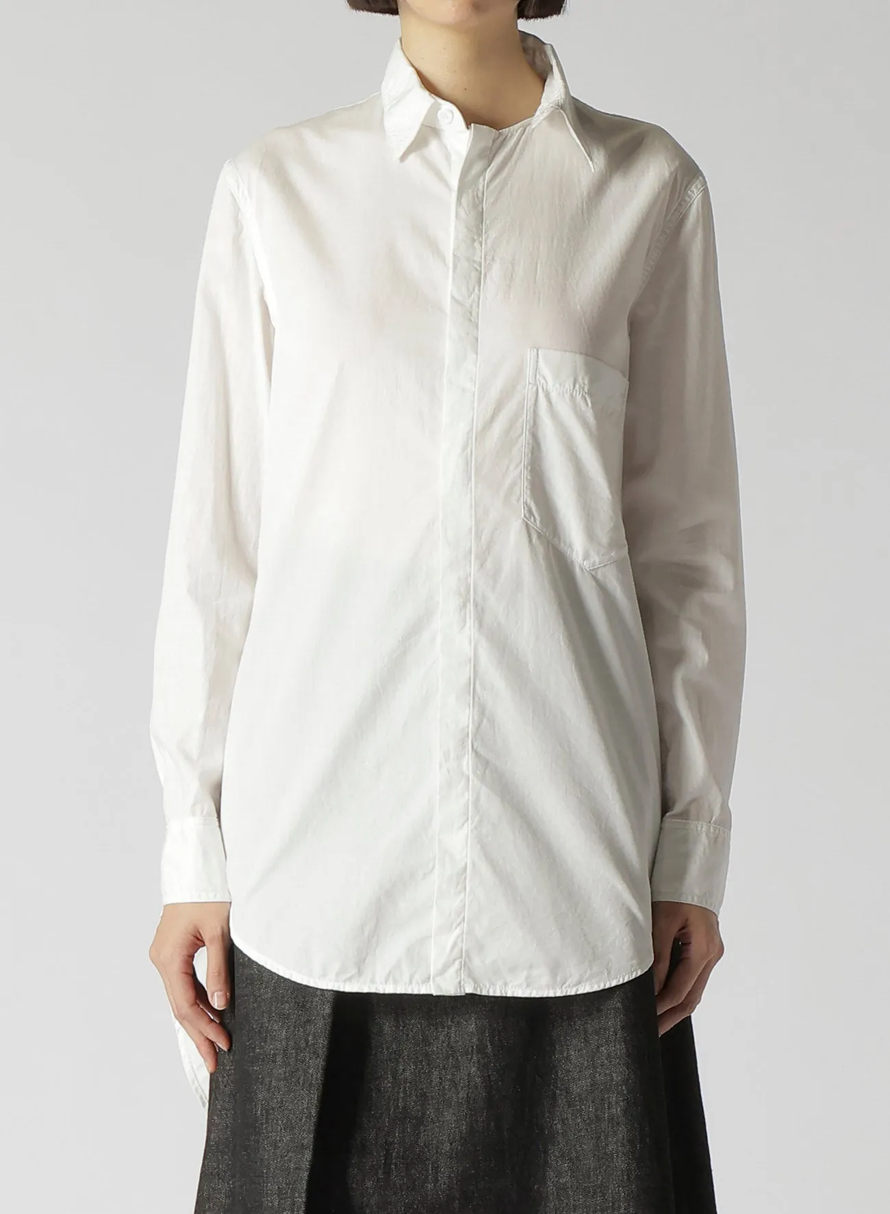 COTTON BROAD HIDDEN BUTTON LONG BLOUSE sold by Yohji Yamamoto product image thumbnail 2