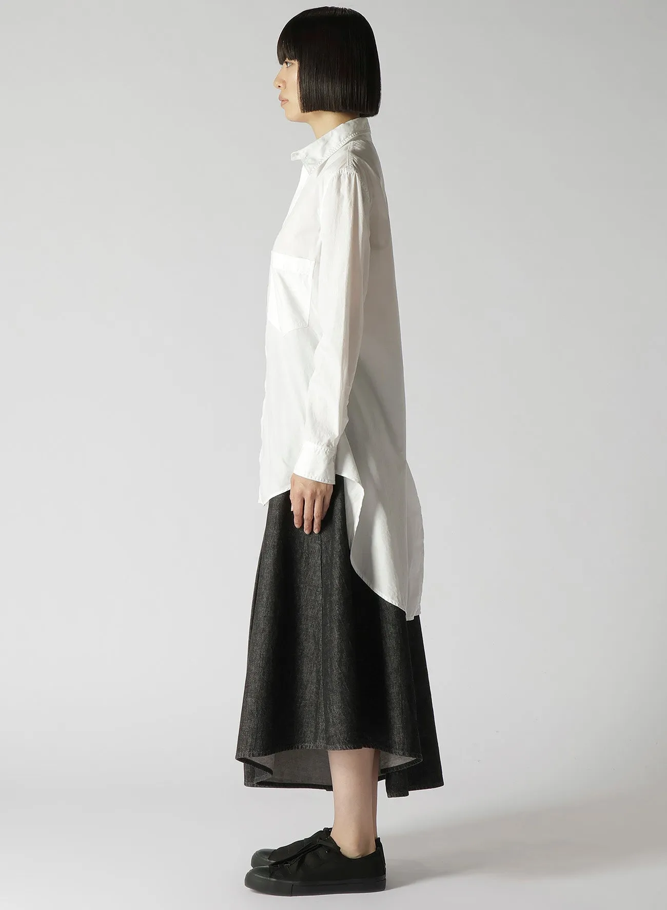 COTTON BROAD HIDDEN BUTTON LONG BLOUSE sold by Yohji Yamamoto product image thumbnail 4