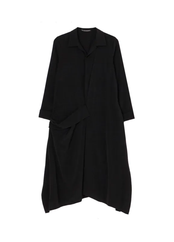 TA/PE CREPE DE CHINE R DRAPE DETAIL SHIRT DRESS sold by Yohji Yamamoto