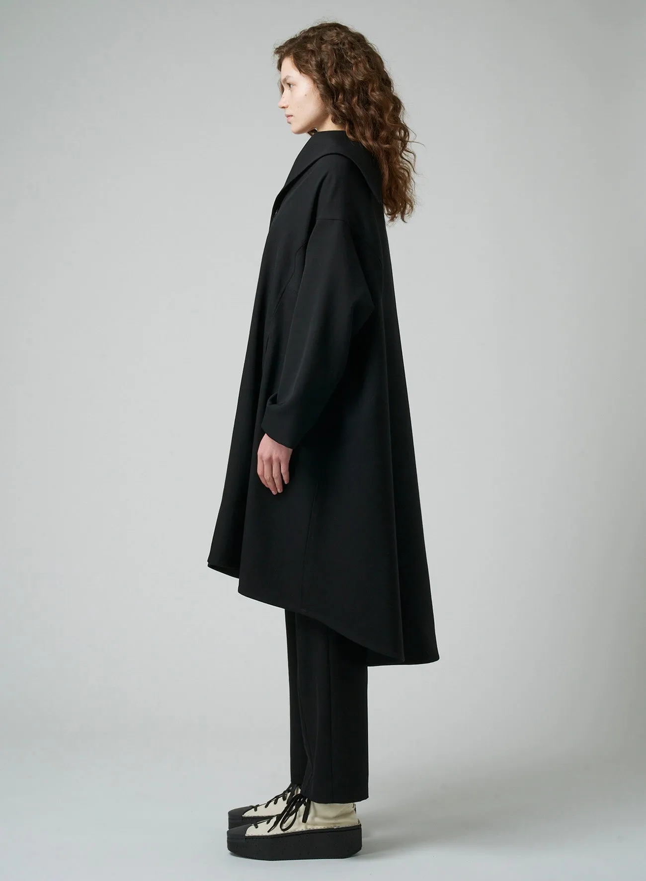 GABARDINE B COLLAR FLARE COAT sold by Yohji Yamamoto product image thumbnail 4