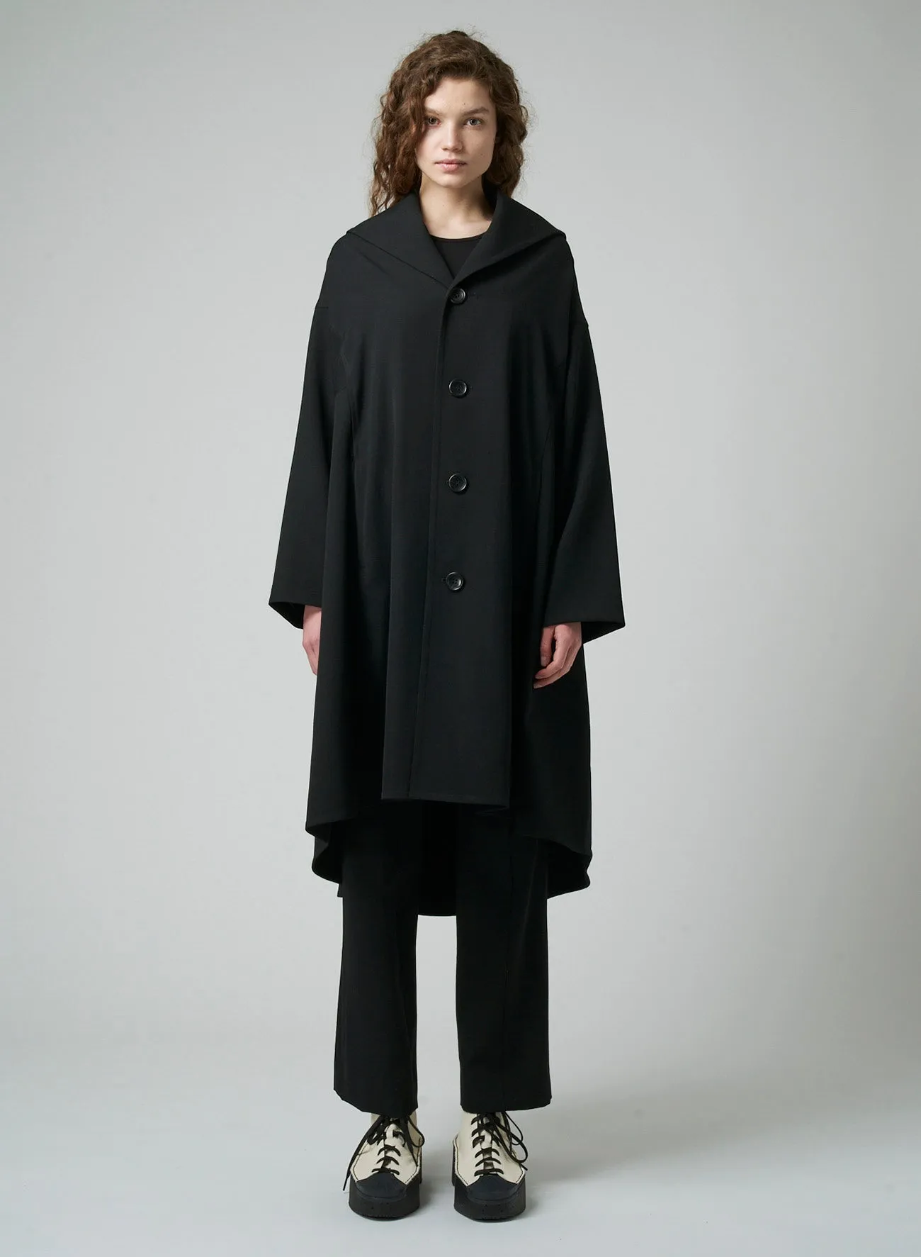 GABARDINE B COLLAR FLARE COAT sold by Yohji Yamamoto product image thumbnail 3